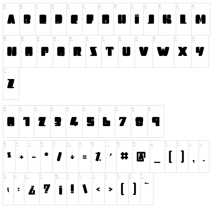 League Of Giant font map